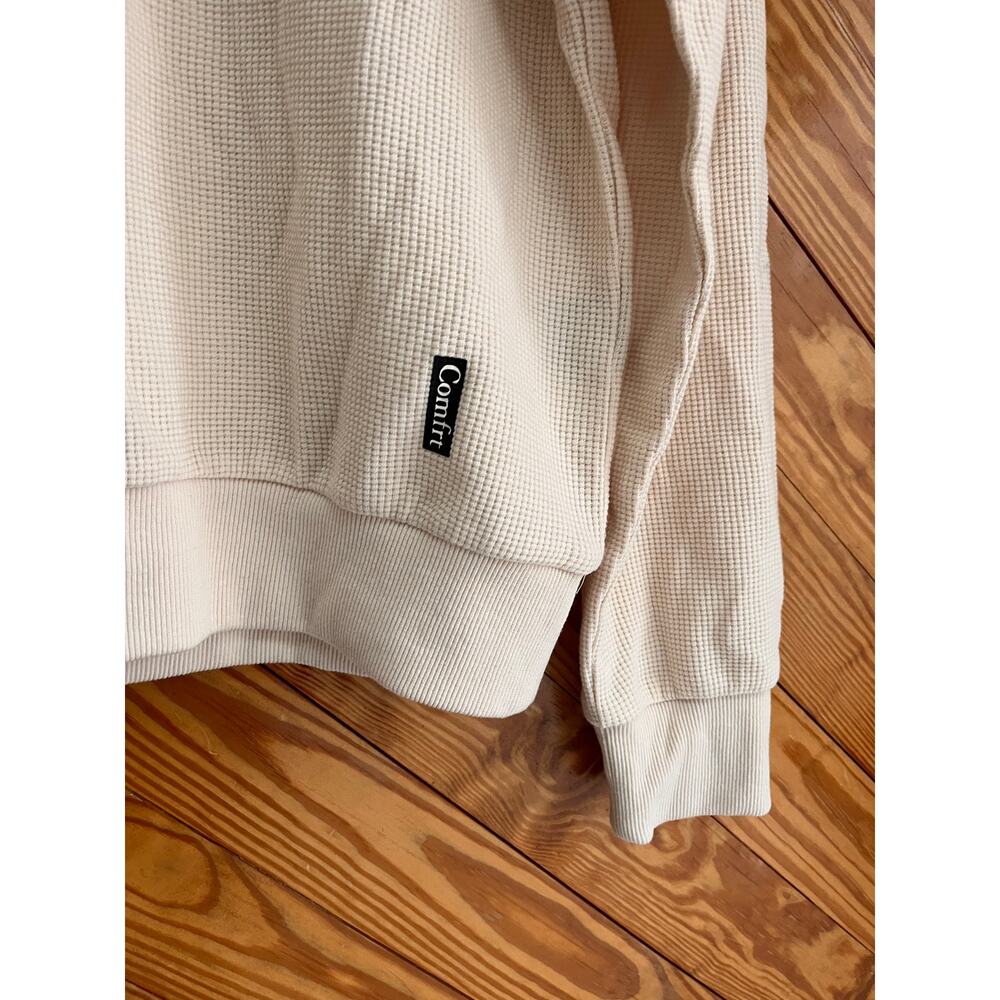 COMFRT Waffle Lounge Long Sleeve Tee Ivory White - Picture 5 of 7